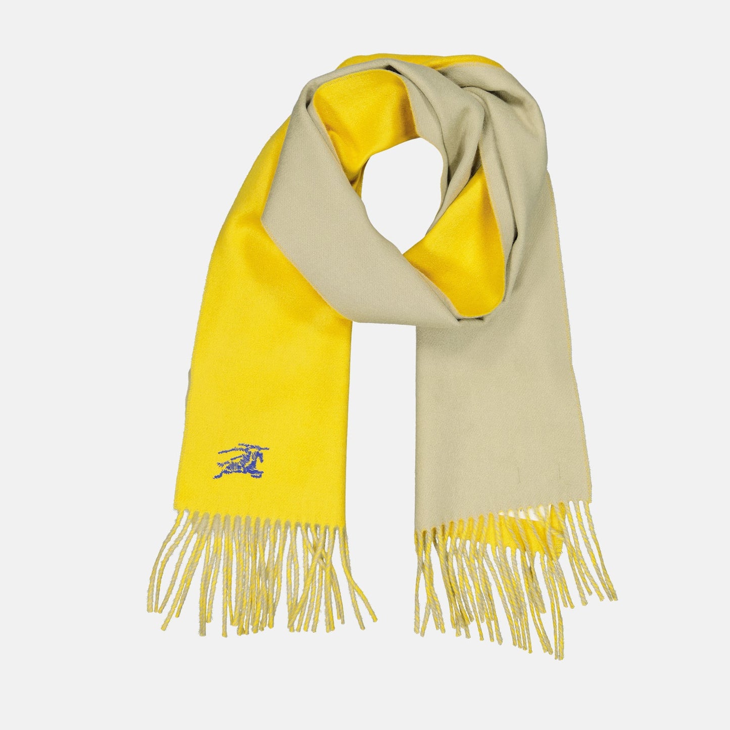 cashmere scarf, Burberry scarf, luxury accessory, beige and yellow scarf, high-end fashion