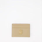 Grained leather, TB monogram, Burberry card holder, luxury accessory, compact wallet