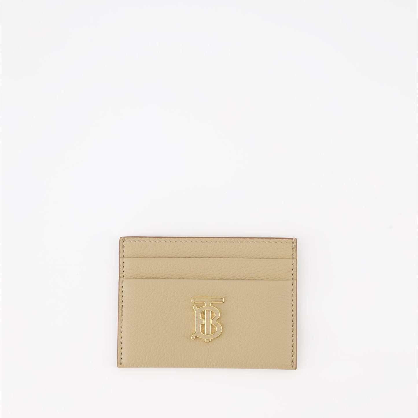 Grained leather, TB monogram, Burberry card holder, luxury accessory, compact wallet