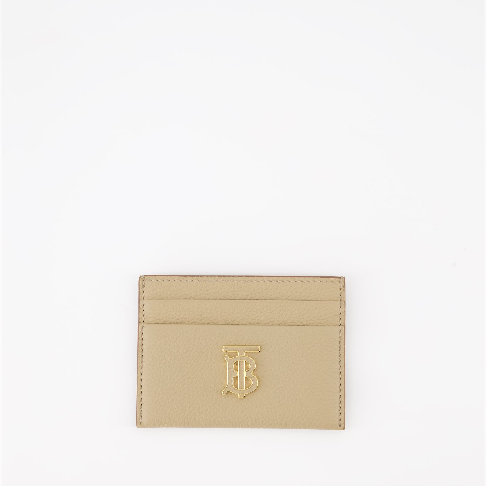 Grained leather, TB monogram, Burberry card holder, luxury accessory, compact wallet