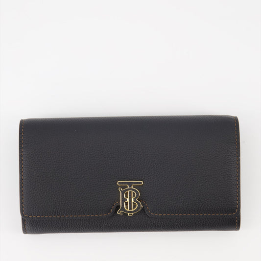 Burberry wallet, continental wallet, luxury leather wallet, TB logo wallet, high-end accessories