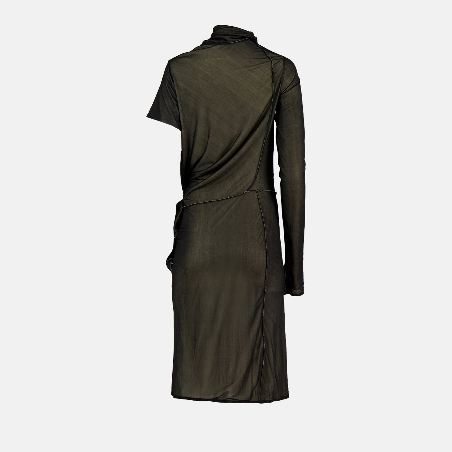 asymmetric dress, ruched viscose dress, Maison Margiela dress, luxury fashion, designer eveningwear