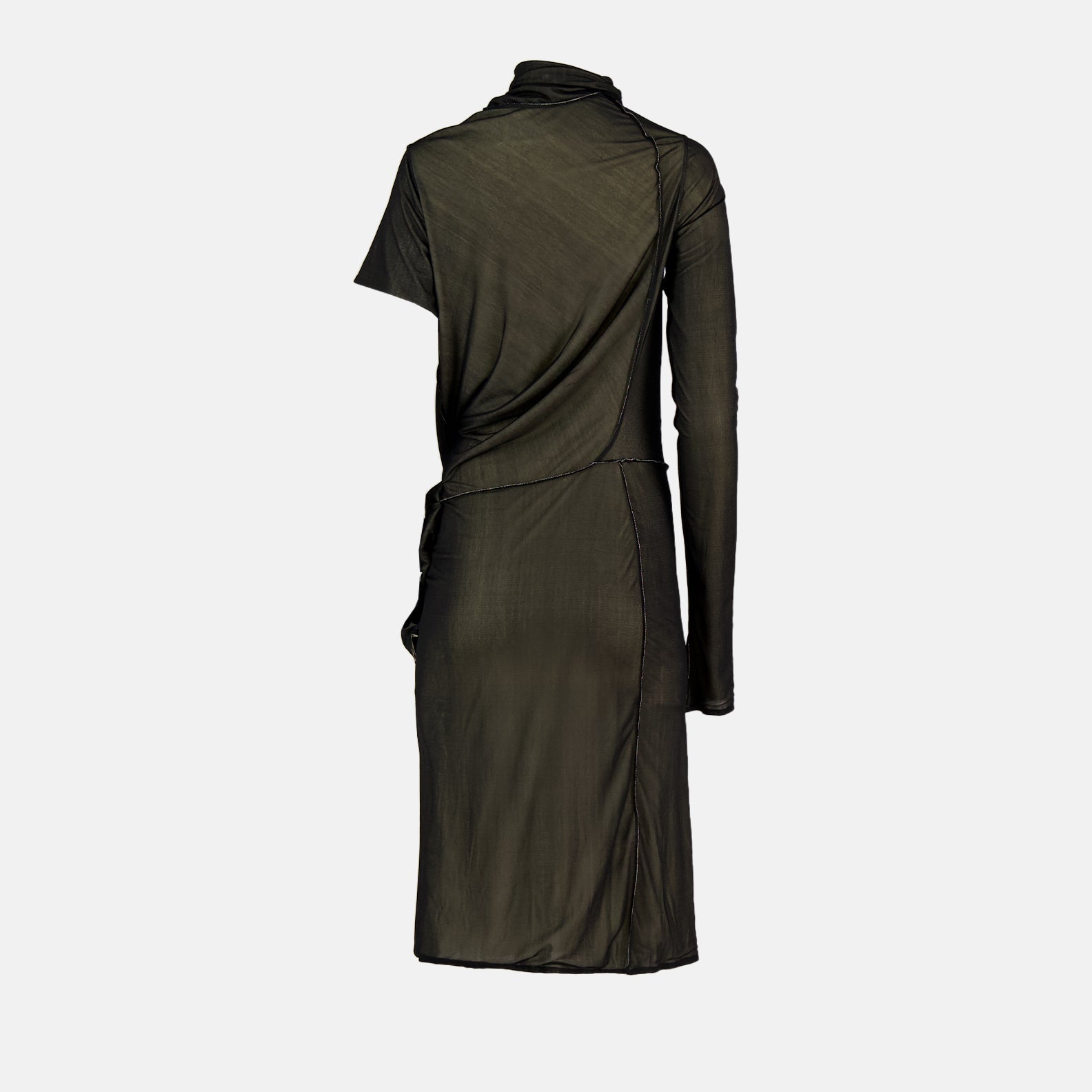 asymmetric dress, ruched viscose dress, Maison Margiela dress, luxury fashion, designer eveningwear