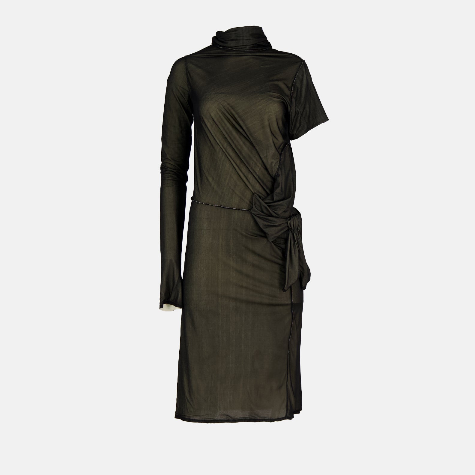 Asymmetric Ruched Dress in Viscose