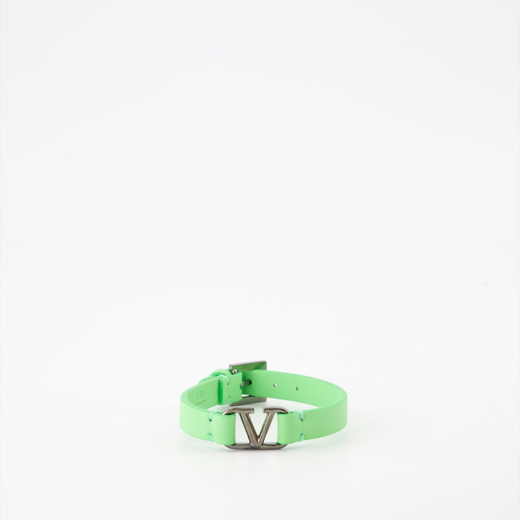 Valentino Garavani, VLogo, green leather bracelet, luxury accessories, signature bracelet