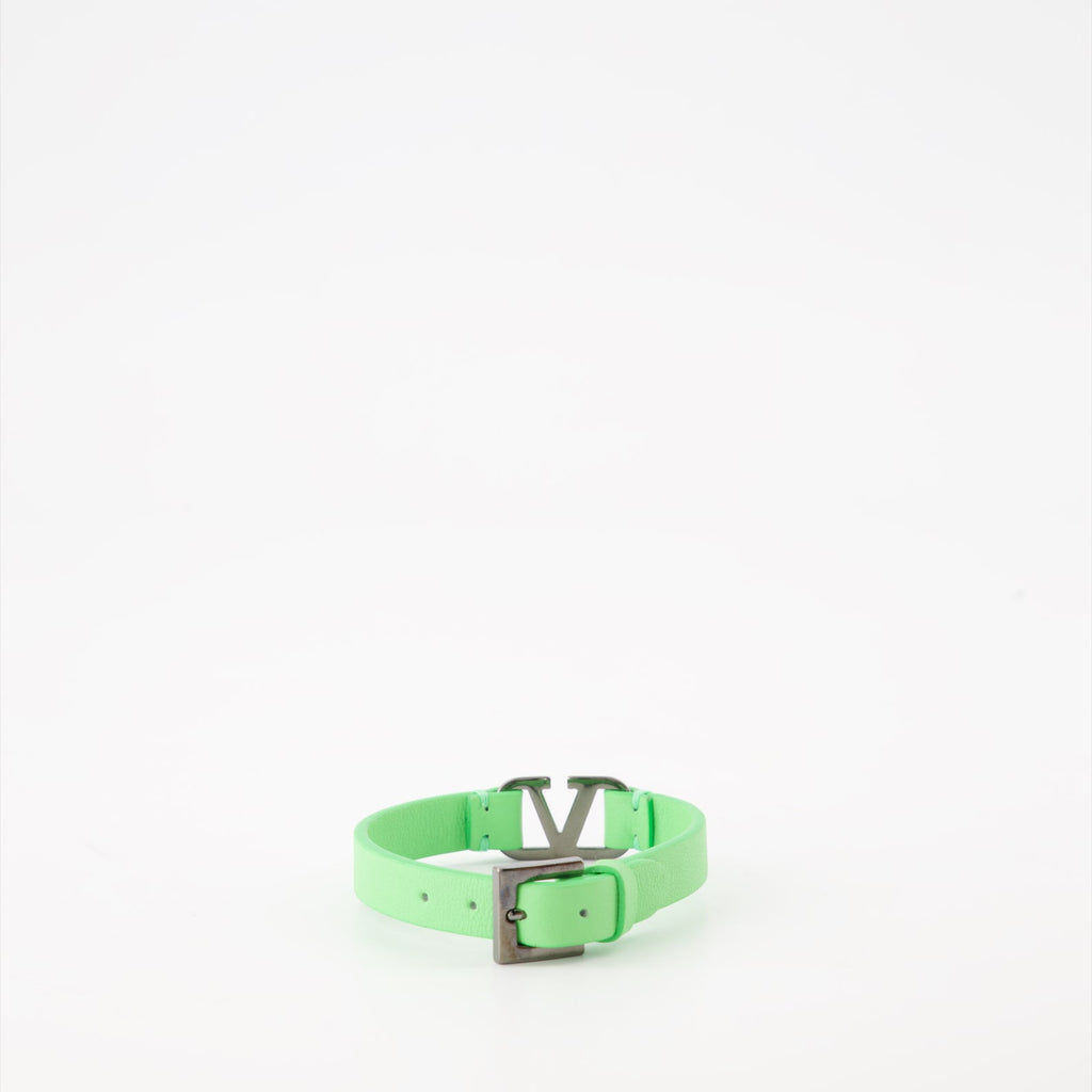 Valentino Garavani, VLogo, green leather bracelet, luxury accessories, signature bracelet