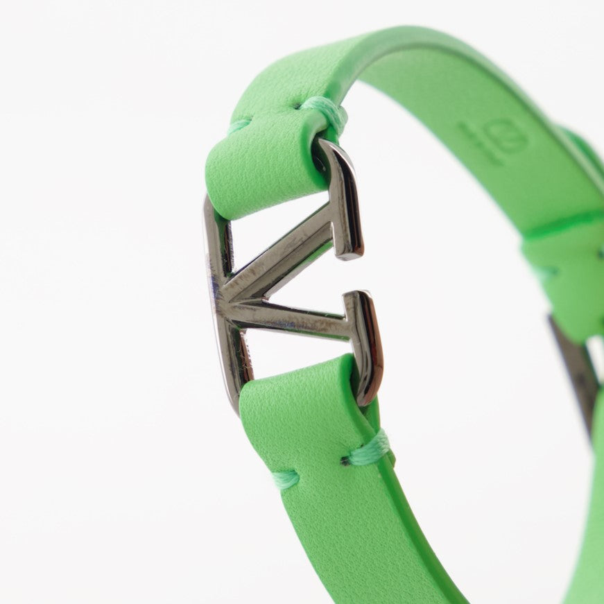 Valentino Garavani, VLogo, green leather bracelet, luxury accessories, signature bracelet