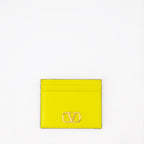 Mustard Leather Card Holder, Valentino Garavani, Luxury Accessories, VLogo Card Holder, Designer Card Holder