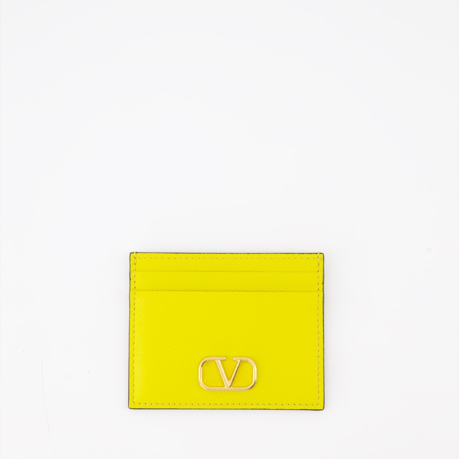 Mustard Leather Card Holder, Valentino Garavani, Luxury Accessories, VLogo Card Holder, Designer Card Holder