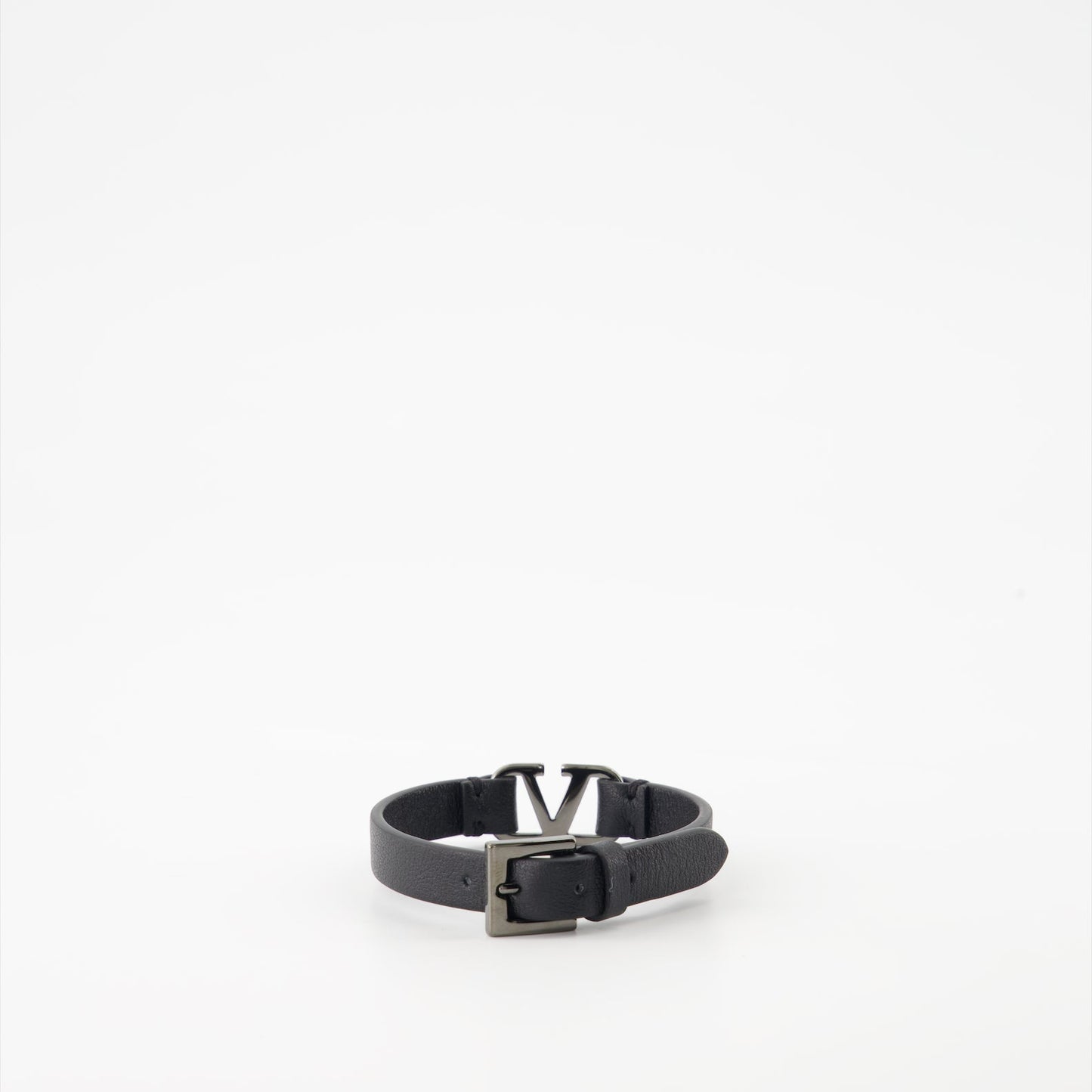 Valentino bracelet, black leather bracelet, VLogo bracelet, designer men's accessories, luxury leather jewelry