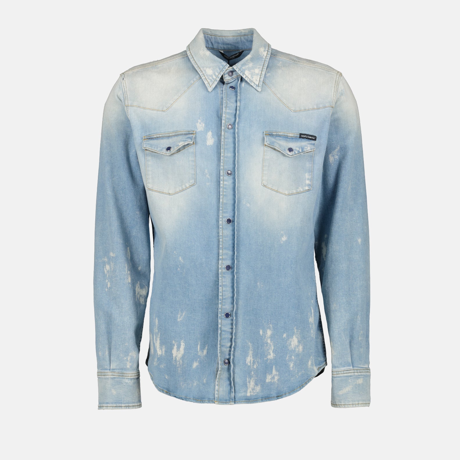 Dolce & Gabbana, denim shirt, luxury casual wear, high-end fashion, tailored denim