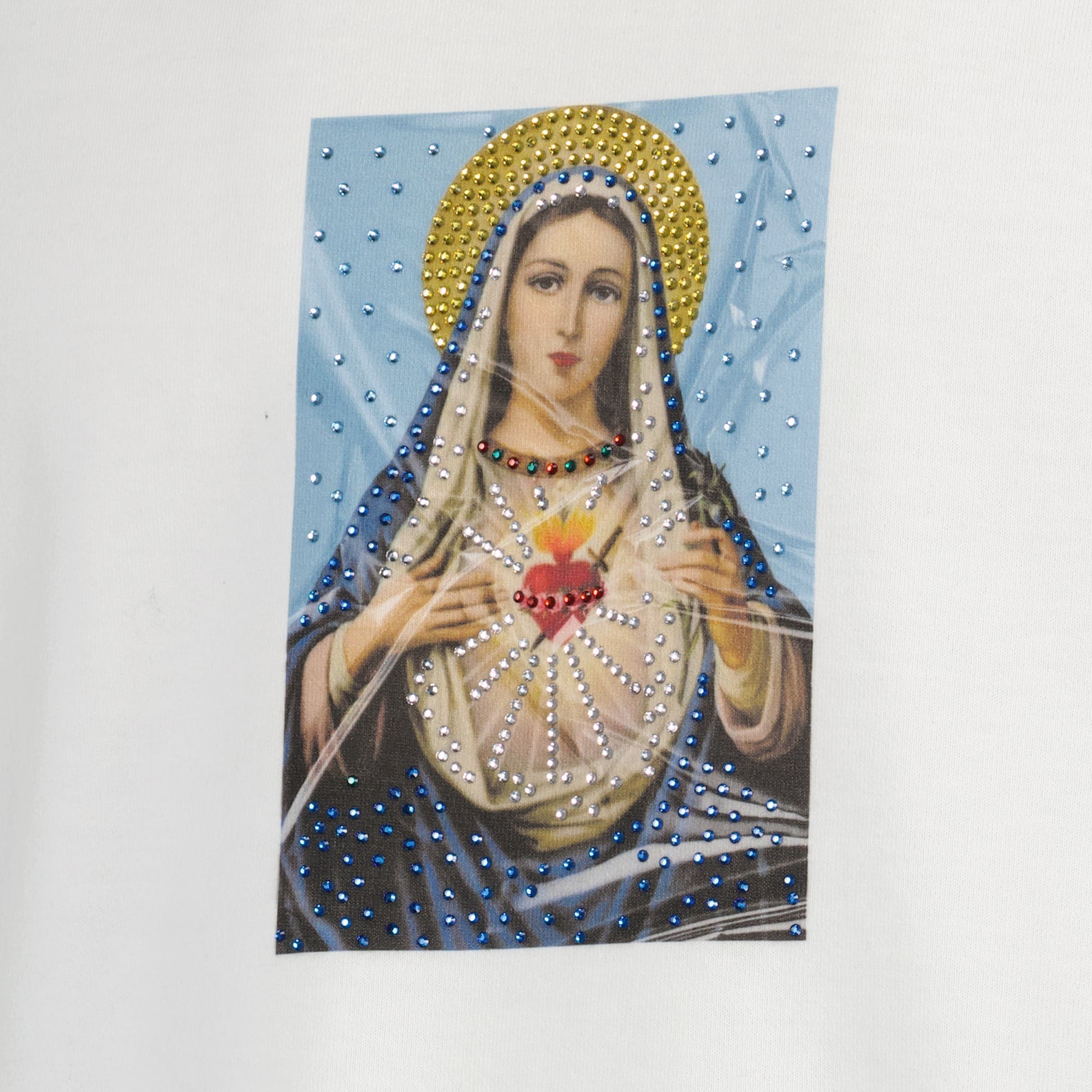 Dolce & Gabbana, luxury T-shirt, religious print T-shirt, men's fashion, strass embellished T-shirt