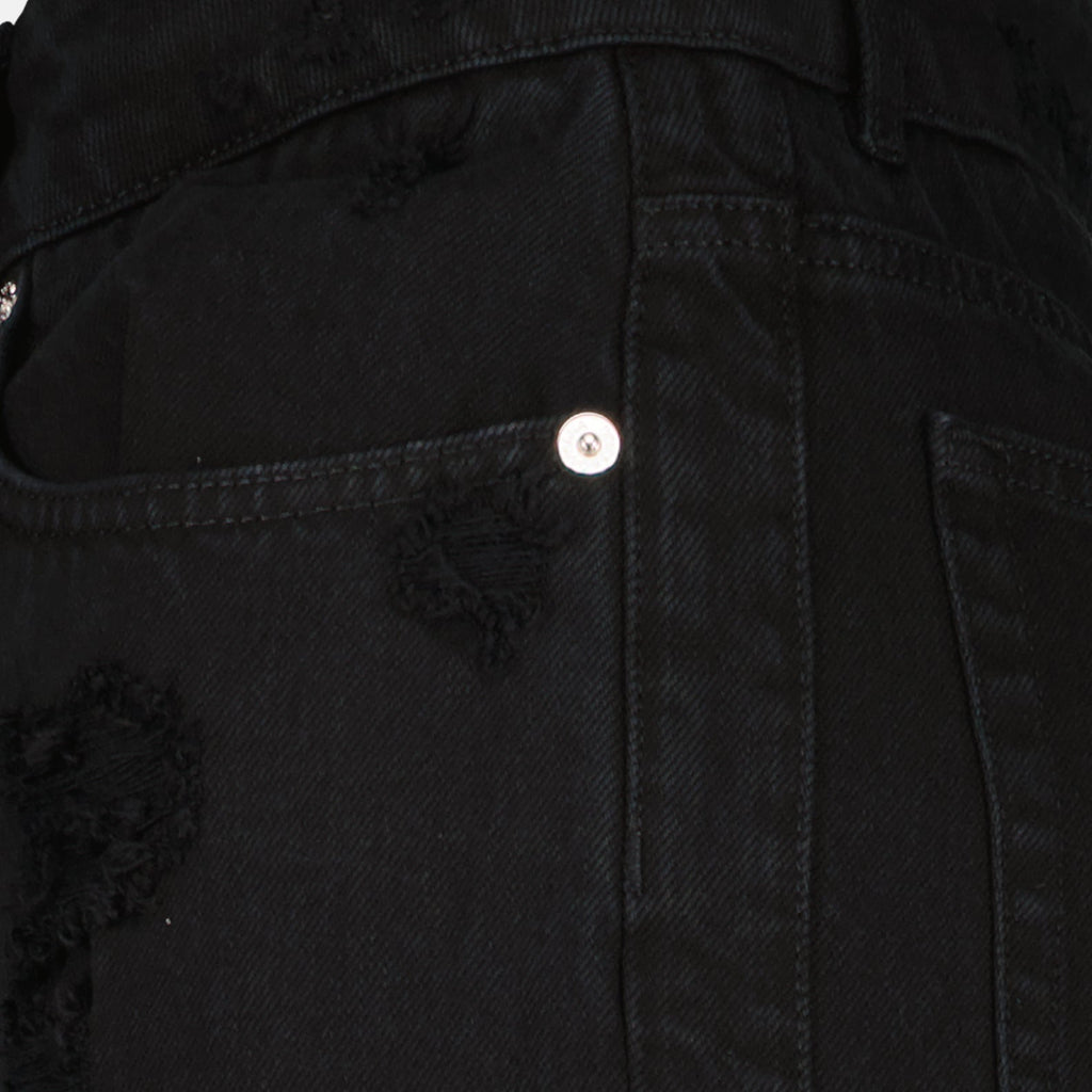 Black straight-leg jeans with logo plaque