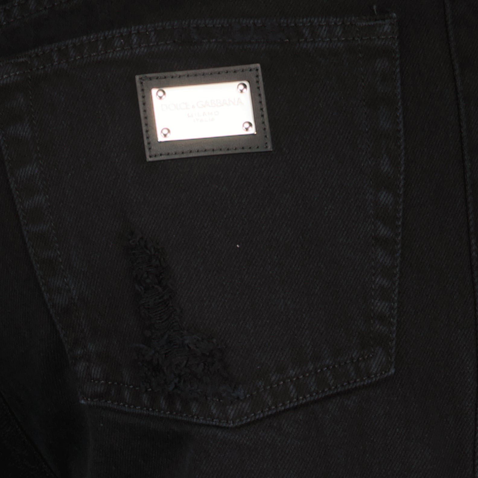 Black straight-leg jeans with logo plaque