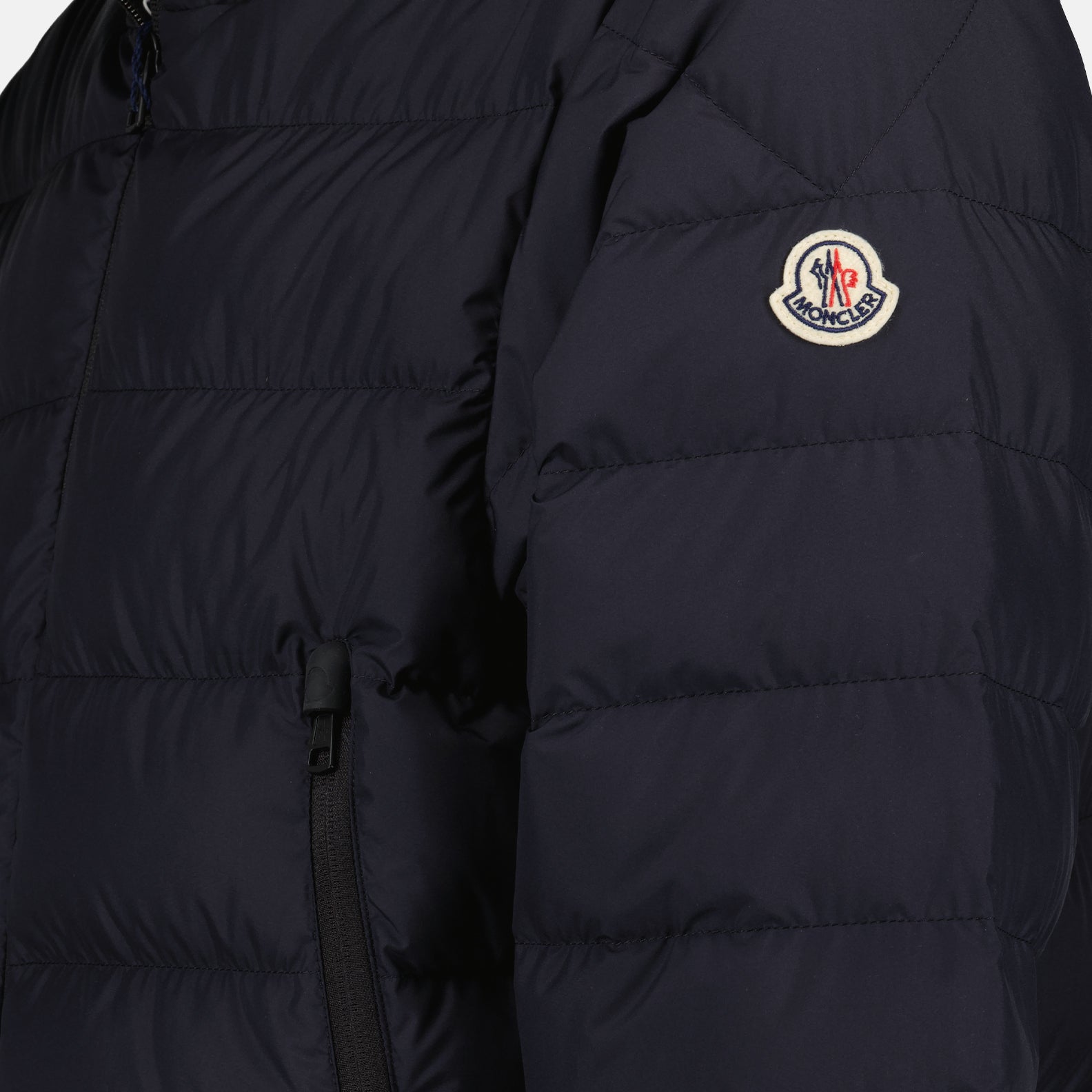 Down jacket, Chambeyron, blue nylon, luxury outerwear, Moncler