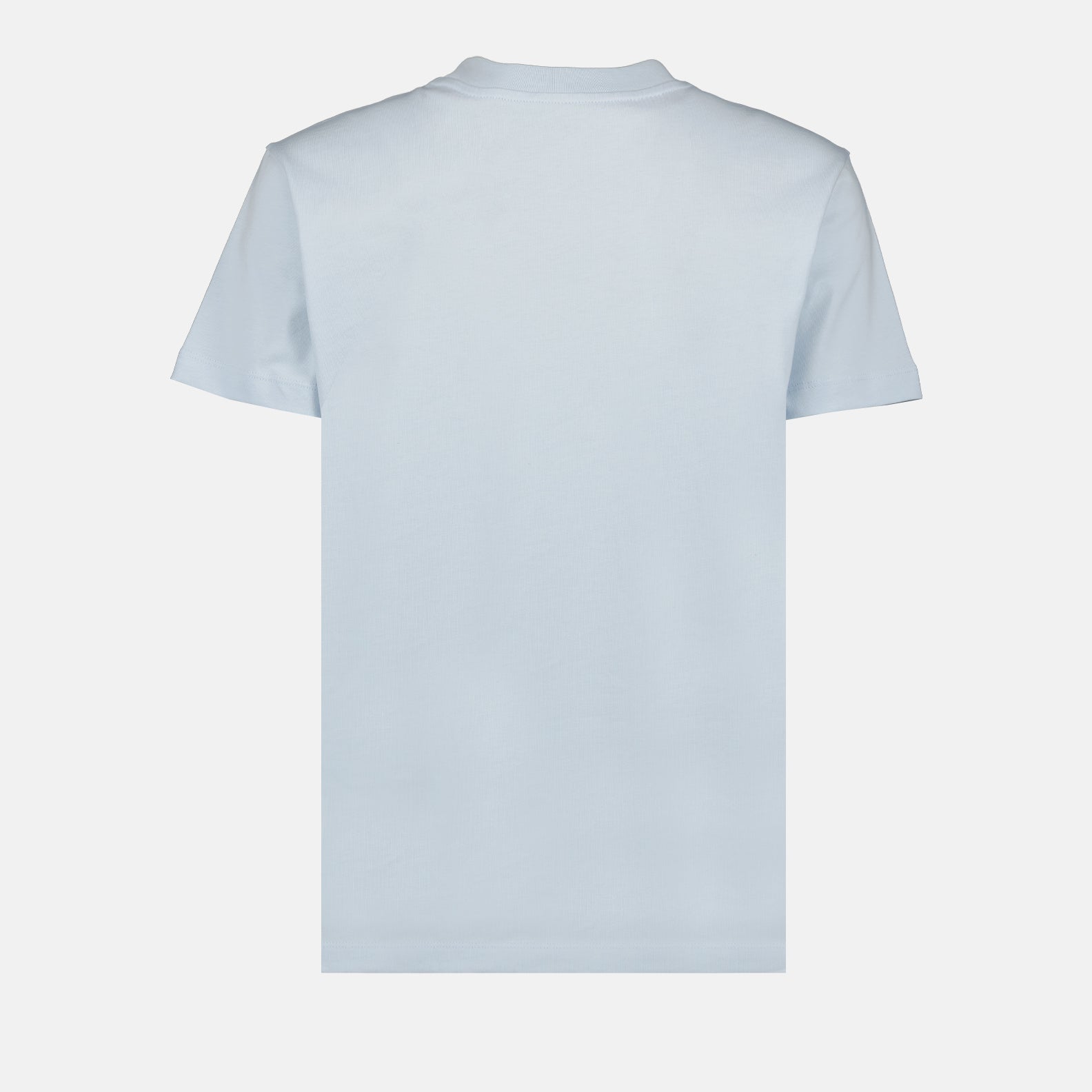 Moncler, blue T-shirt, logo print, luxury casual wear, high-quality T-shirt