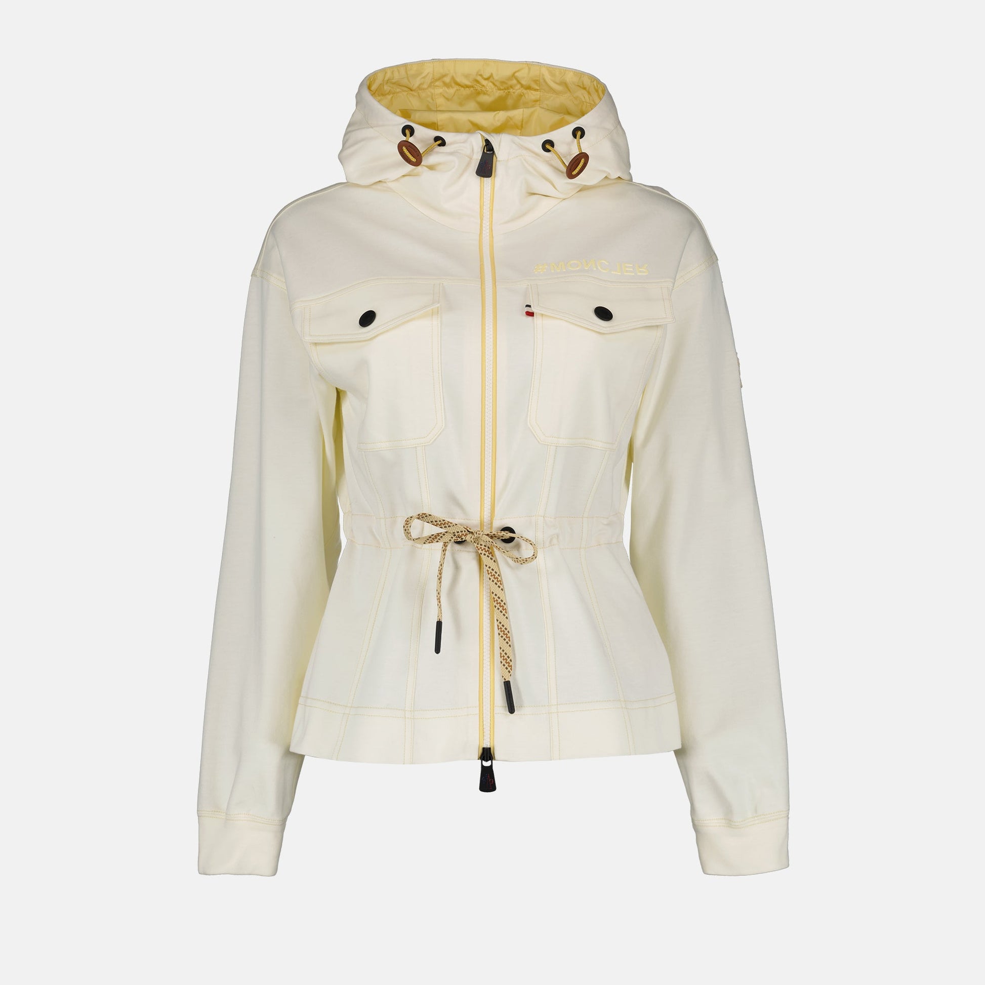 windbreaker jacket, luxury fashion, beige jacket, Moncler Grenoble, high-end outerwear