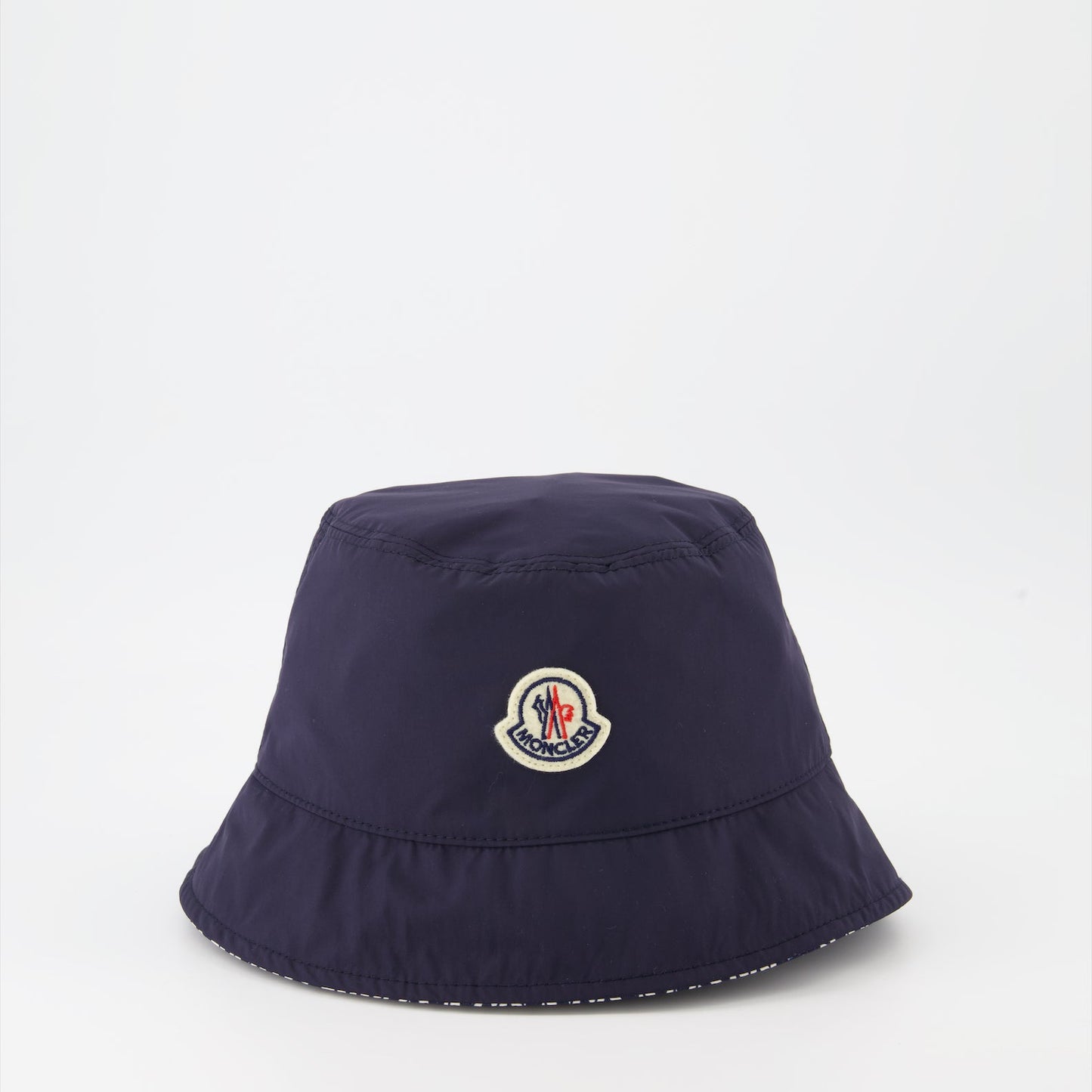 reversible bucket hat, blue bucket hat, Moncler accessories, luxury hat, high-end fashion