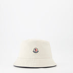 reversible bucket hat, luxury hat, Moncler hat, blue and white hat, high-end accessory