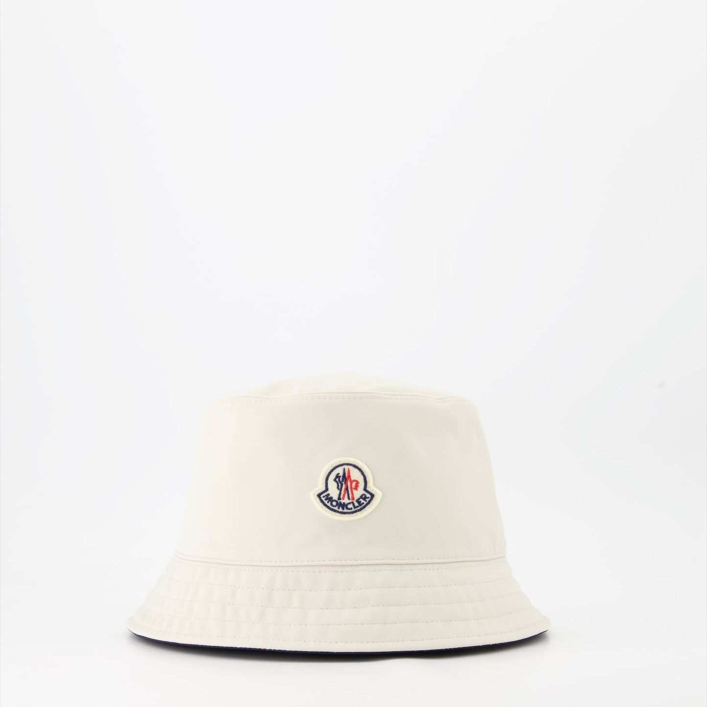 reversible bucket hat, luxury hat, Moncler hat, blue and white hat, high-end accessory