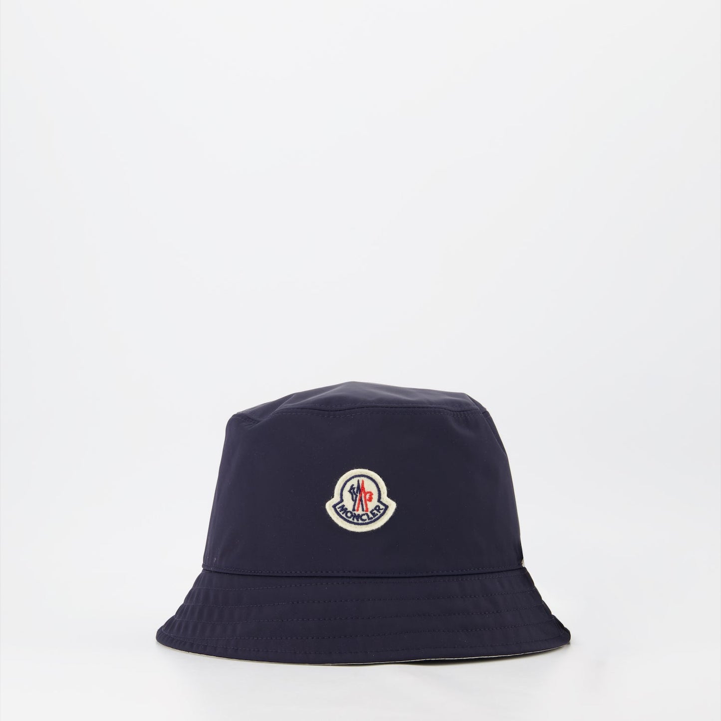 reversible bucket hat, luxury hat, Moncler hat, blue and white hat, high-end accessory