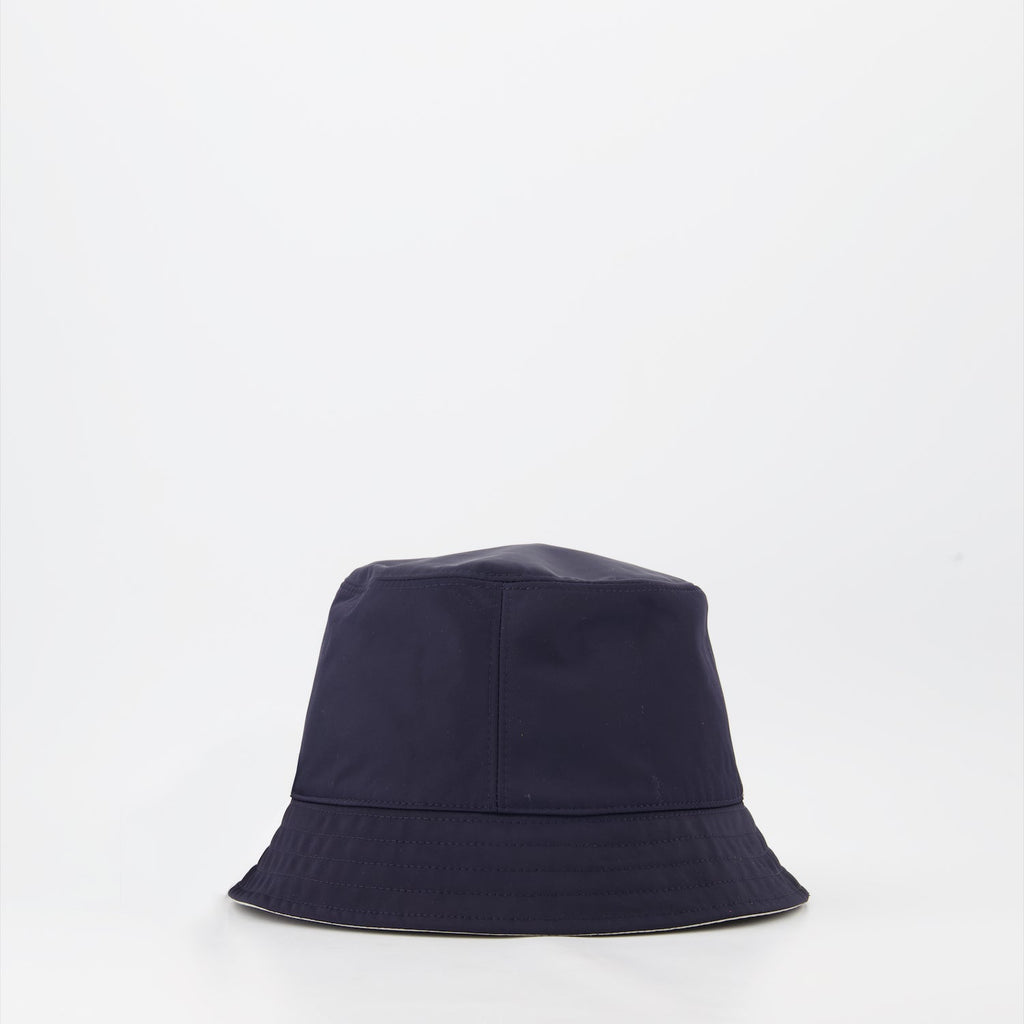 reversible bucket hat, luxury hat, Moncler hat, blue and white hat, high-end accessory