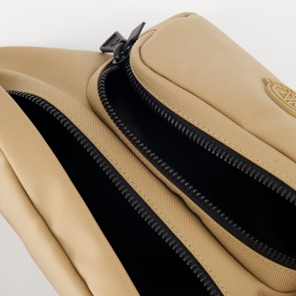 Moncler belt bag, nylon belt bag, brown belt bag, luxury accessories, designer belt bag