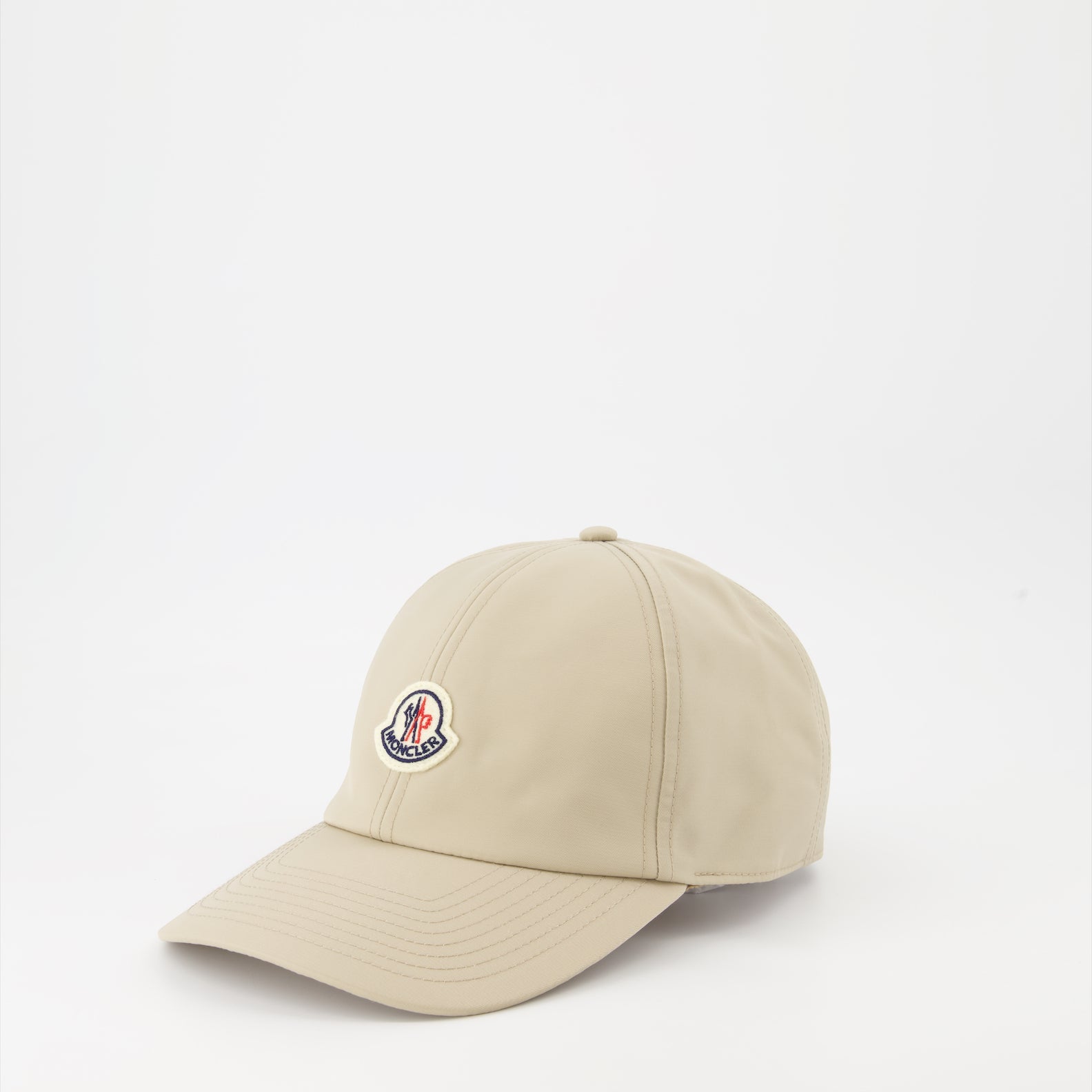 luxury cap, Moncler cap, beige logo cap, designer accessories, fashionable headgear