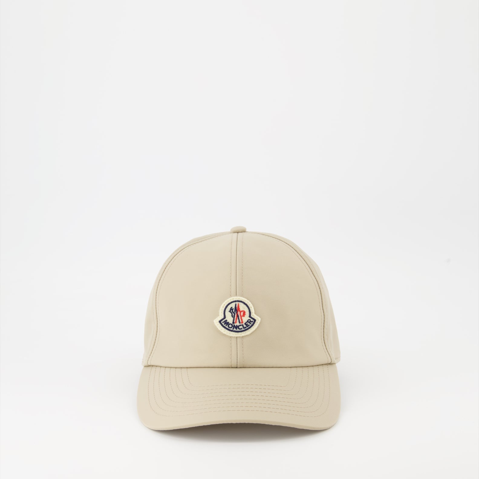 luxury cap, Moncler cap, beige logo cap, designer accessories, fashionable headgear