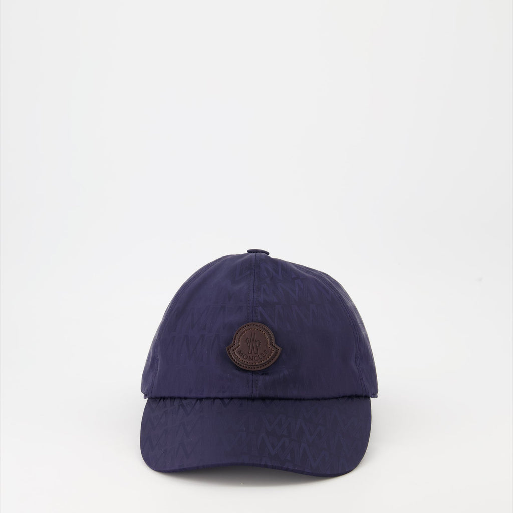luxury cap, monogram cap, blue nylon cap, designer accessories, Moncler cap