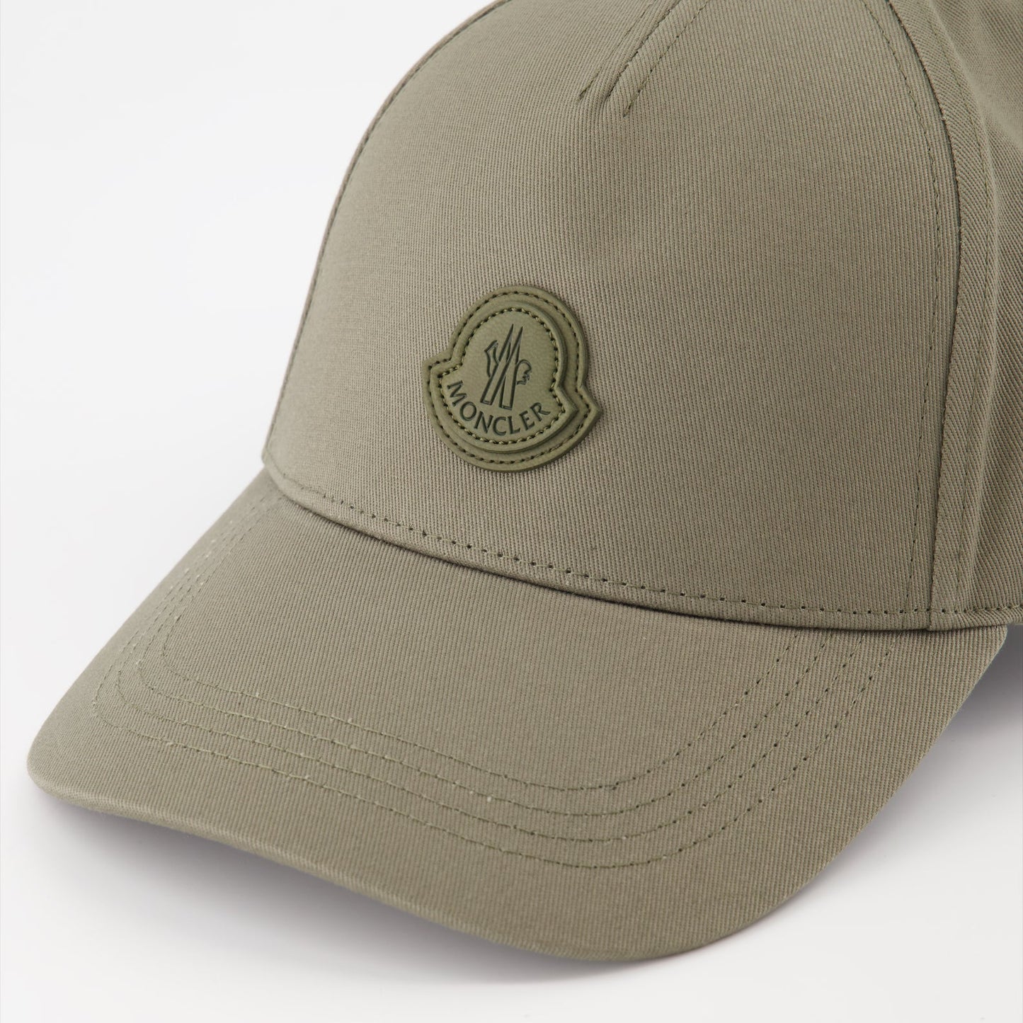 Moncler cap, khaki logo cap, luxury fashion cap, Moncler accessory, high-end cap