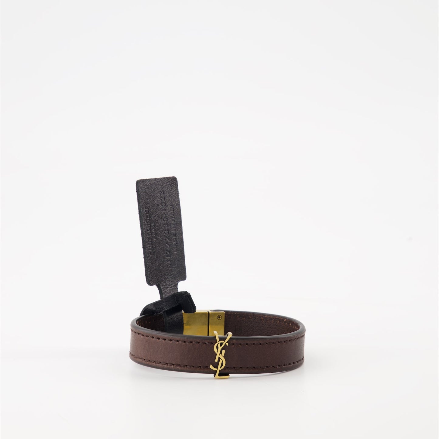 Cassandre, brown leather bracelet, Saint Laurent accessories, luxury designer bracelet, timeless charm