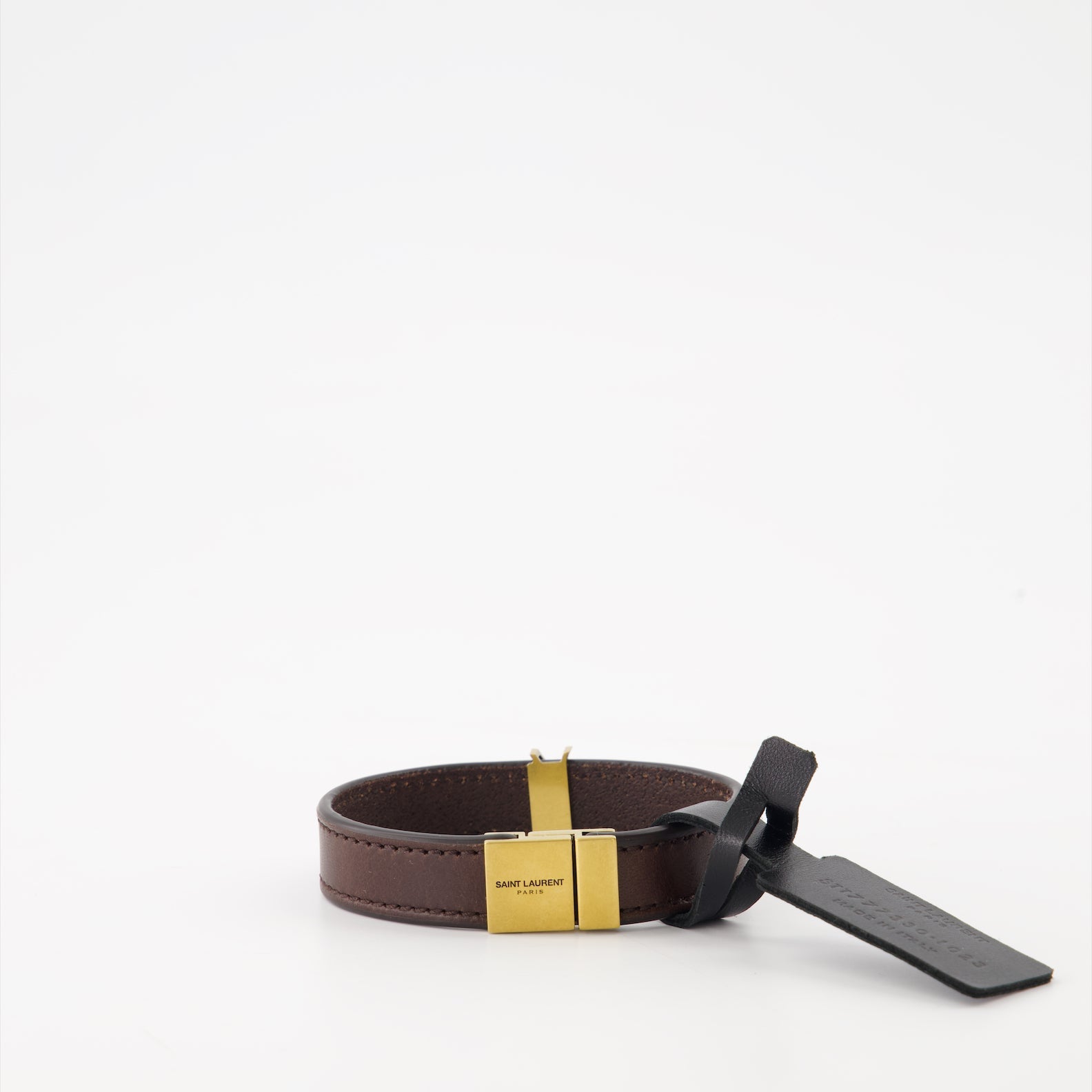 Cassandre, brown leather bracelet, Saint Laurent accessories, luxury designer bracelet, timeless charm