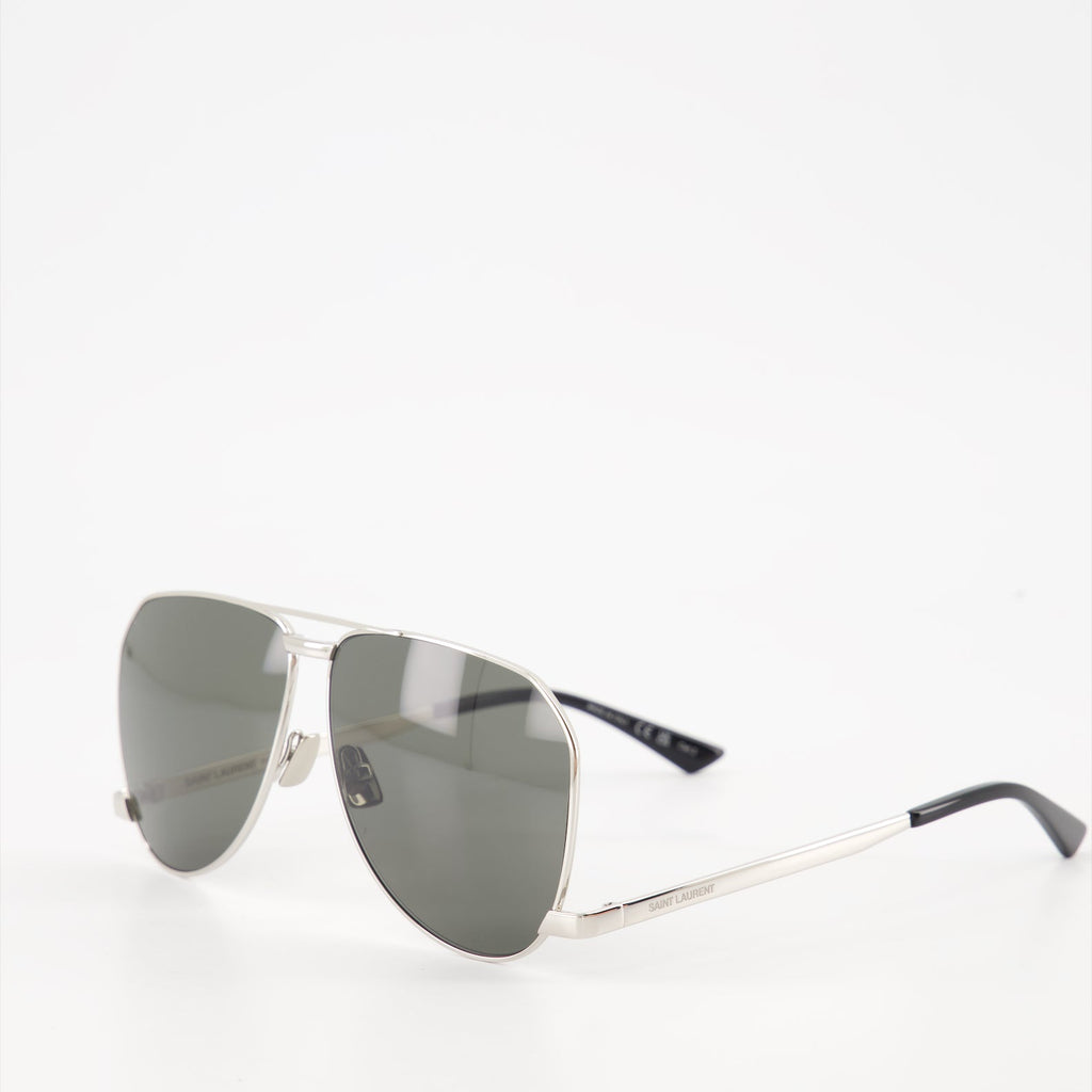 Saint Laurent sunglasses, aviator sunglasses, luxury sunglasses, unisex eyewear, silver frame sunglasses