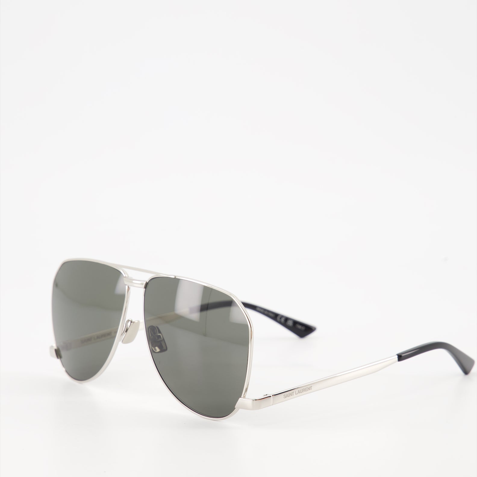 Saint Laurent sunglasses, aviator sunglasses, luxury sunglasses, unisex eyewear, silver frame sunglasses