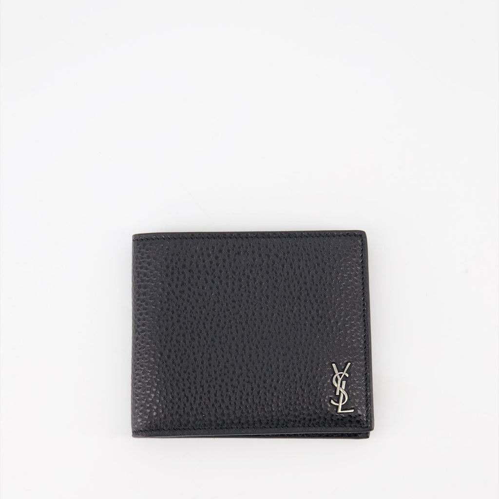 Saint Laurent, Cassandre wallet, grained leather wallet, luxury compact wallet, designer accessories