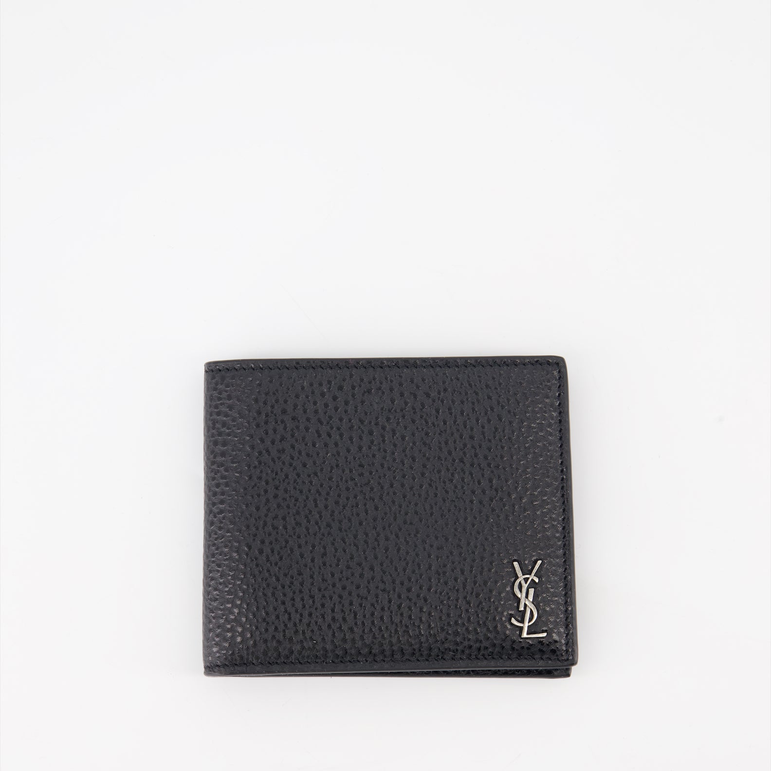 Saint Laurent, Cassandre wallet, grained leather wallet, luxury compact wallet, designer accessories