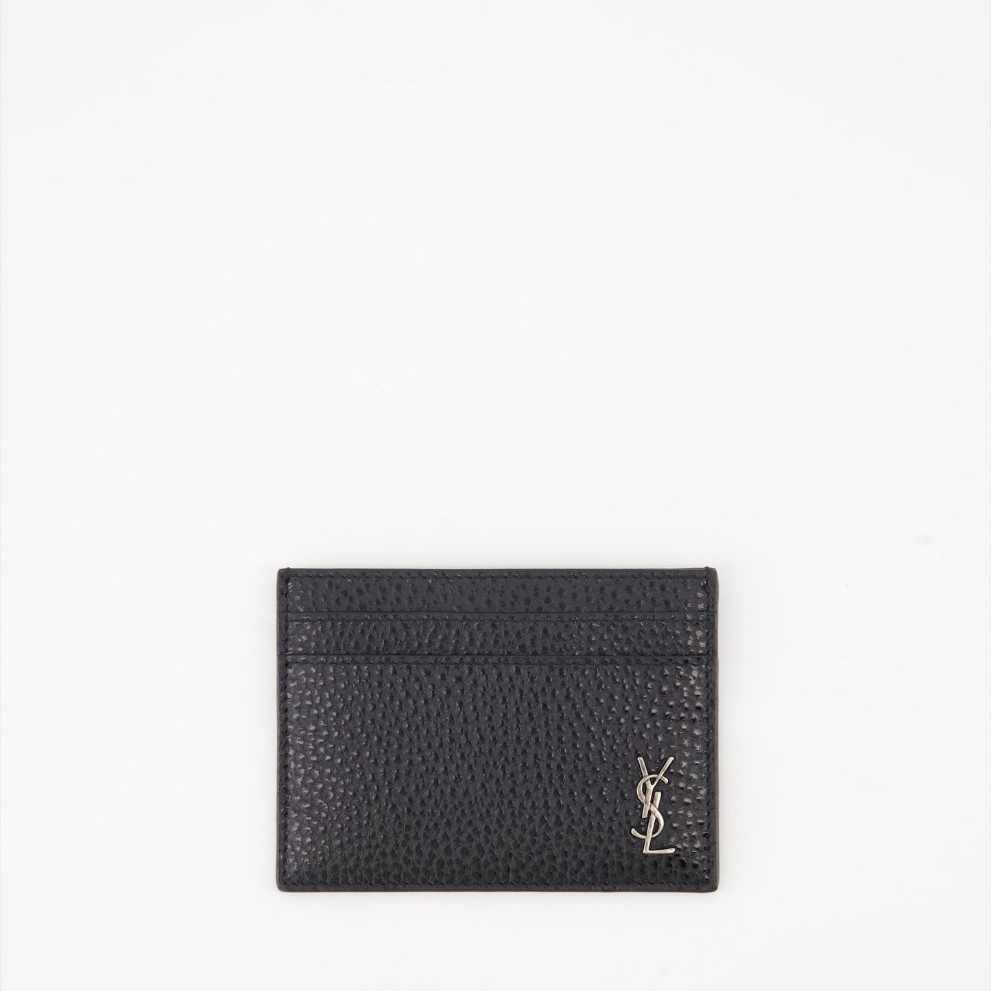 Saint Laurent Leather Card Holder, Luxury Card Holder, Grained Leather Accessories, High-End Card Wallet, Designer Leather Goods