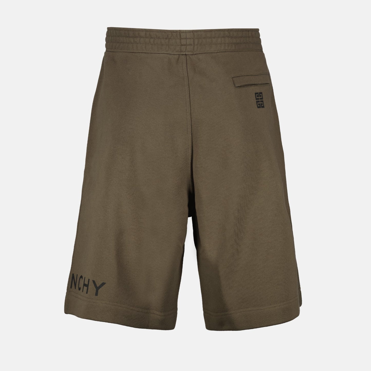 Givenchy shorts, green cotton shorts, luxury casual wear, designer shorts, sophisticated men’s clothing