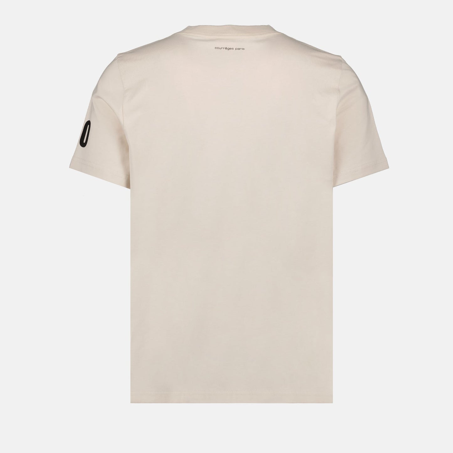 luxury T-shirt, beige T-shirt, Courrèges T-shirt, straight cut T-shirt, high-end fashion