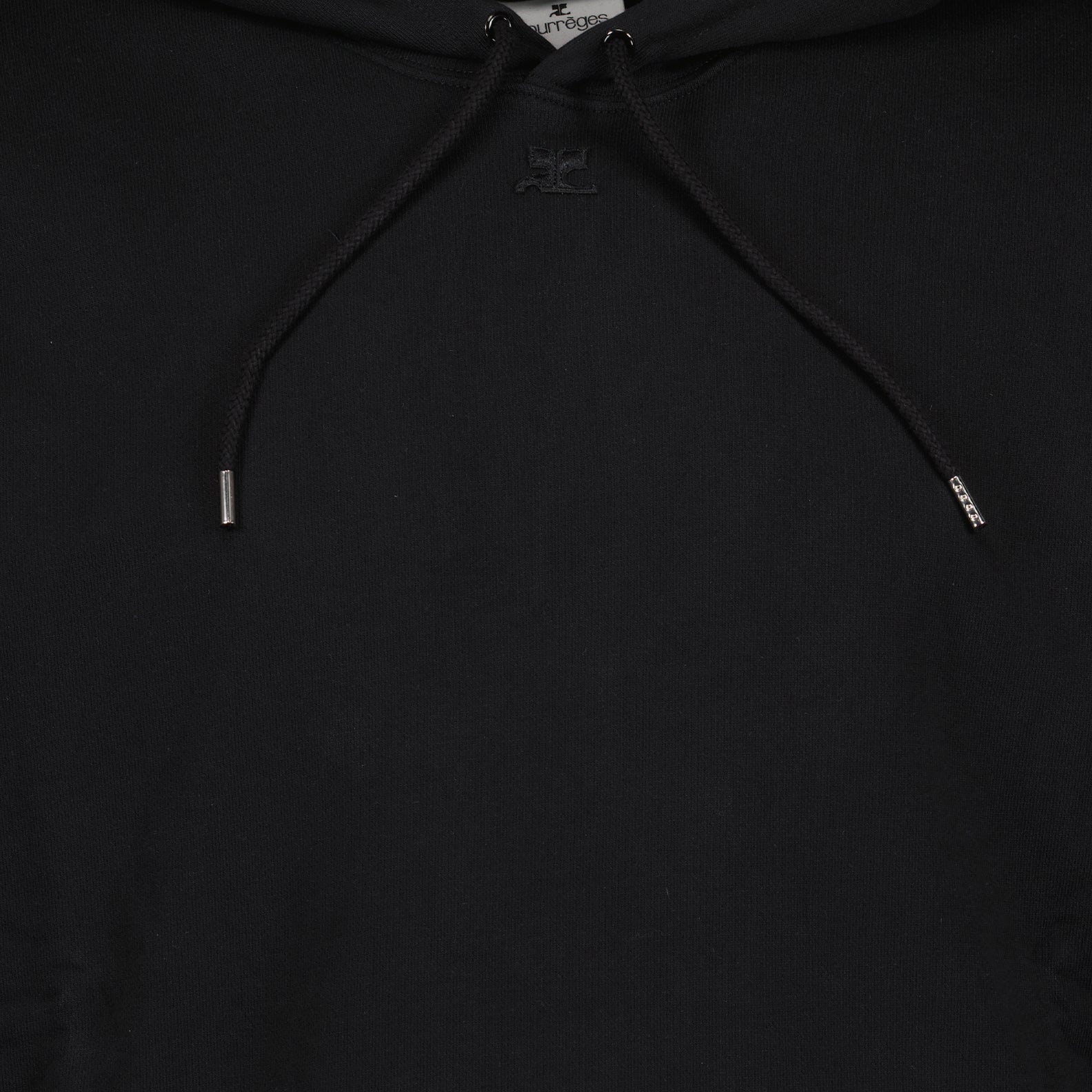 Black hoodie, luxury hoodie, cotton hoodie, Courrèges hoodie, designer hoodie