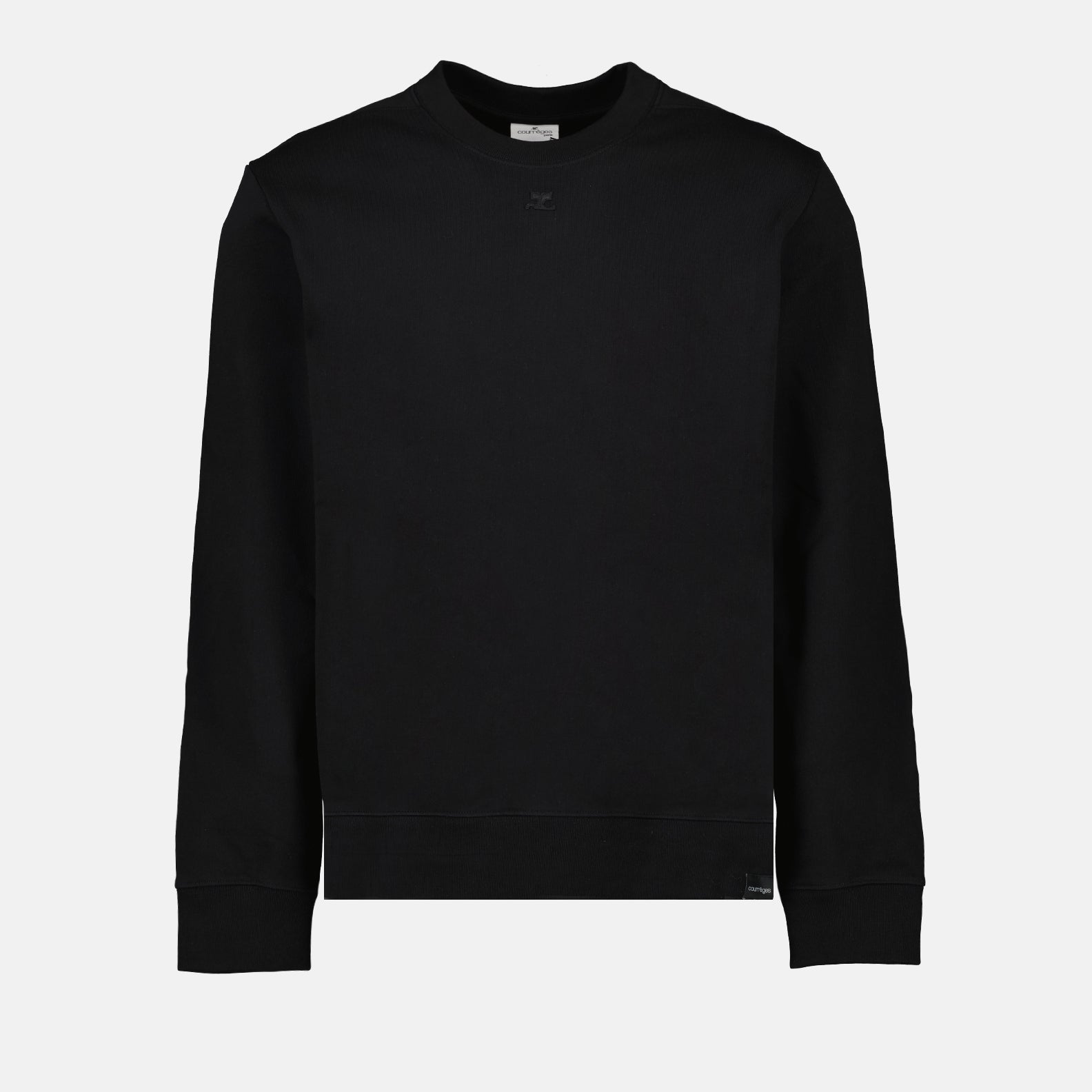 luxury sweatshirt, black cotton sweatshirt, Courrèges apparel, premium men's wear, sophisticated fashion