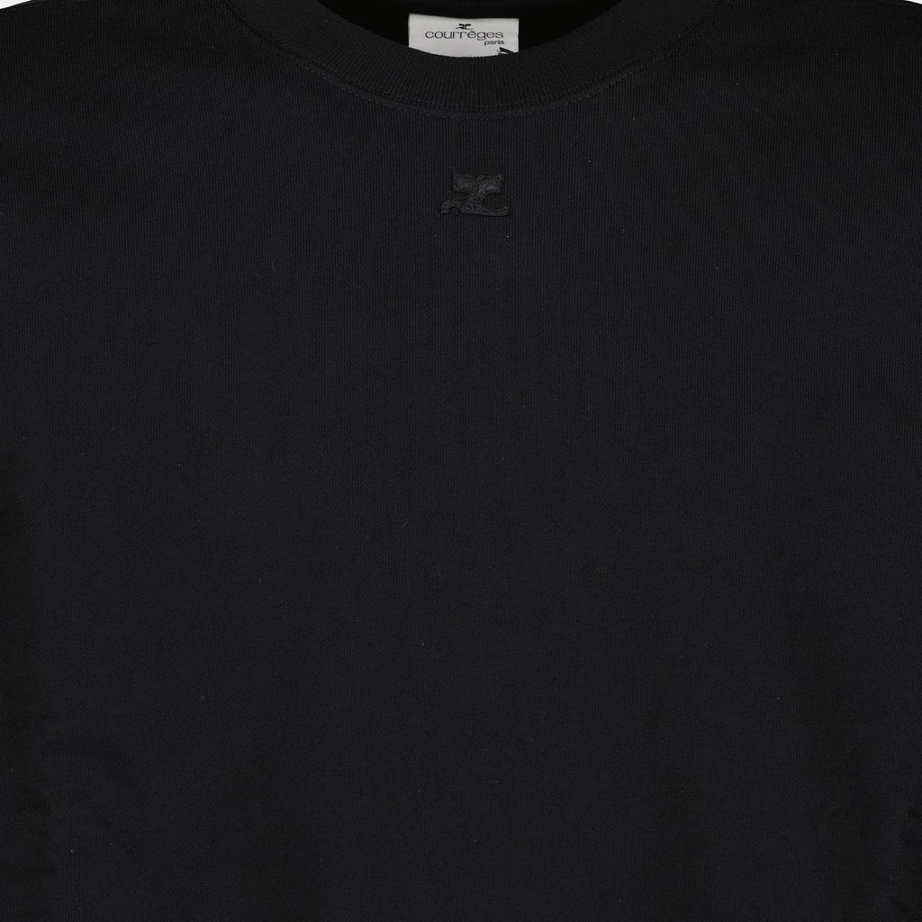 luxury sweatshirt, black cotton sweatshirt, Courrèges apparel, premium men's wear, sophisticated fashion