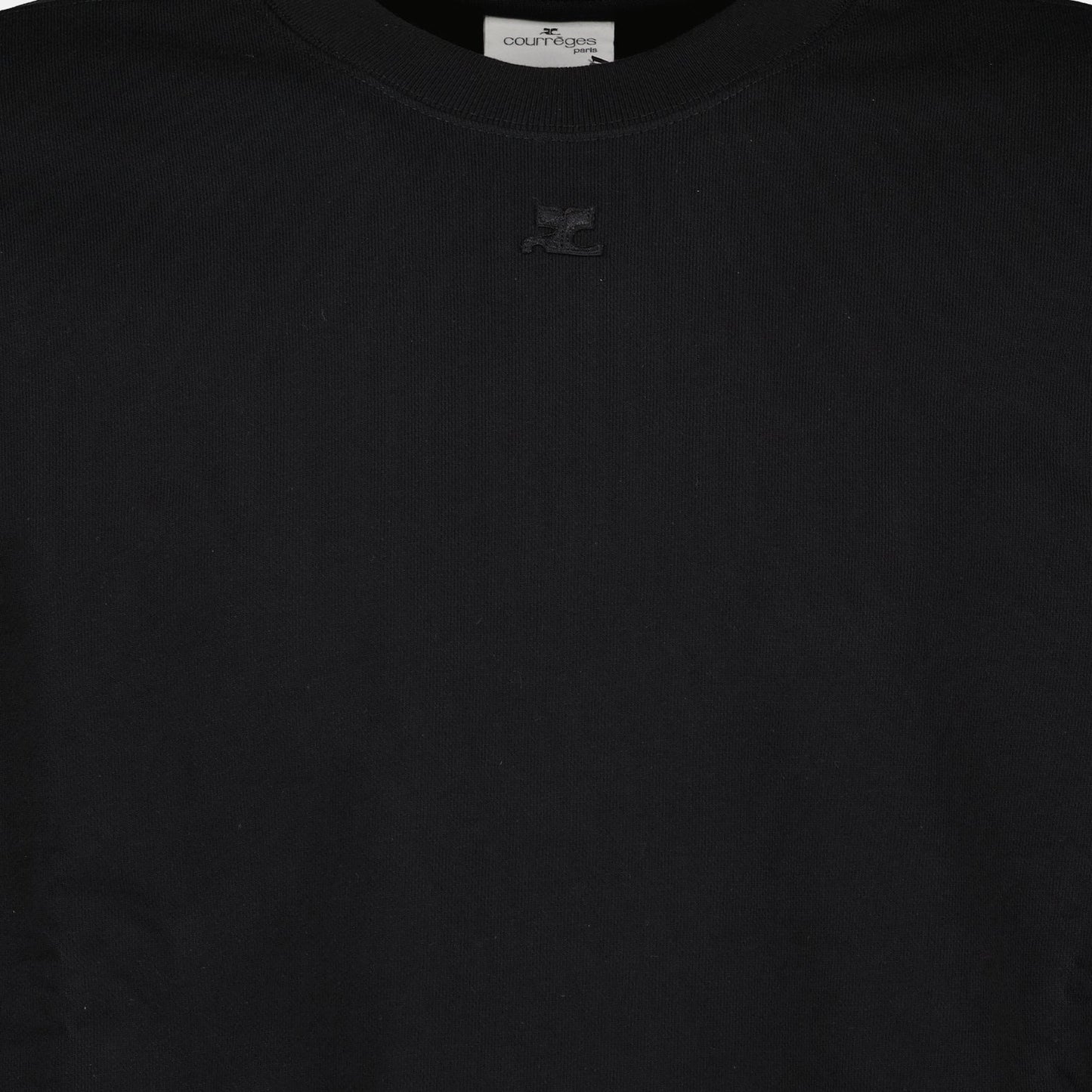 luxury sweatshirt, black cotton sweatshirt, Courrèges apparel, premium men's wear, sophisticated fashion