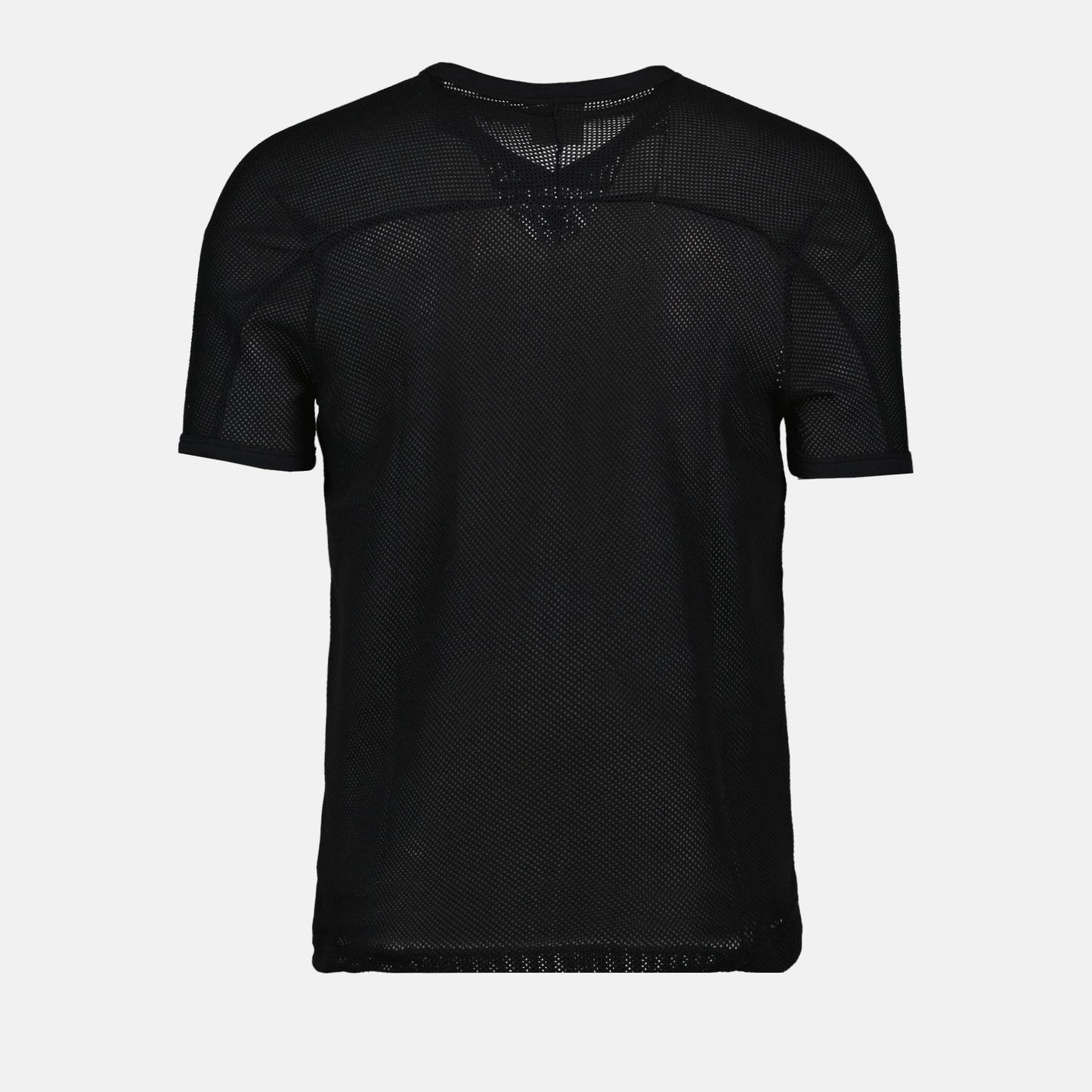 luxury T-shirt, black mesh T-shirt, Courrèges fashion, designer baseball T-shirt, high-end men's wear