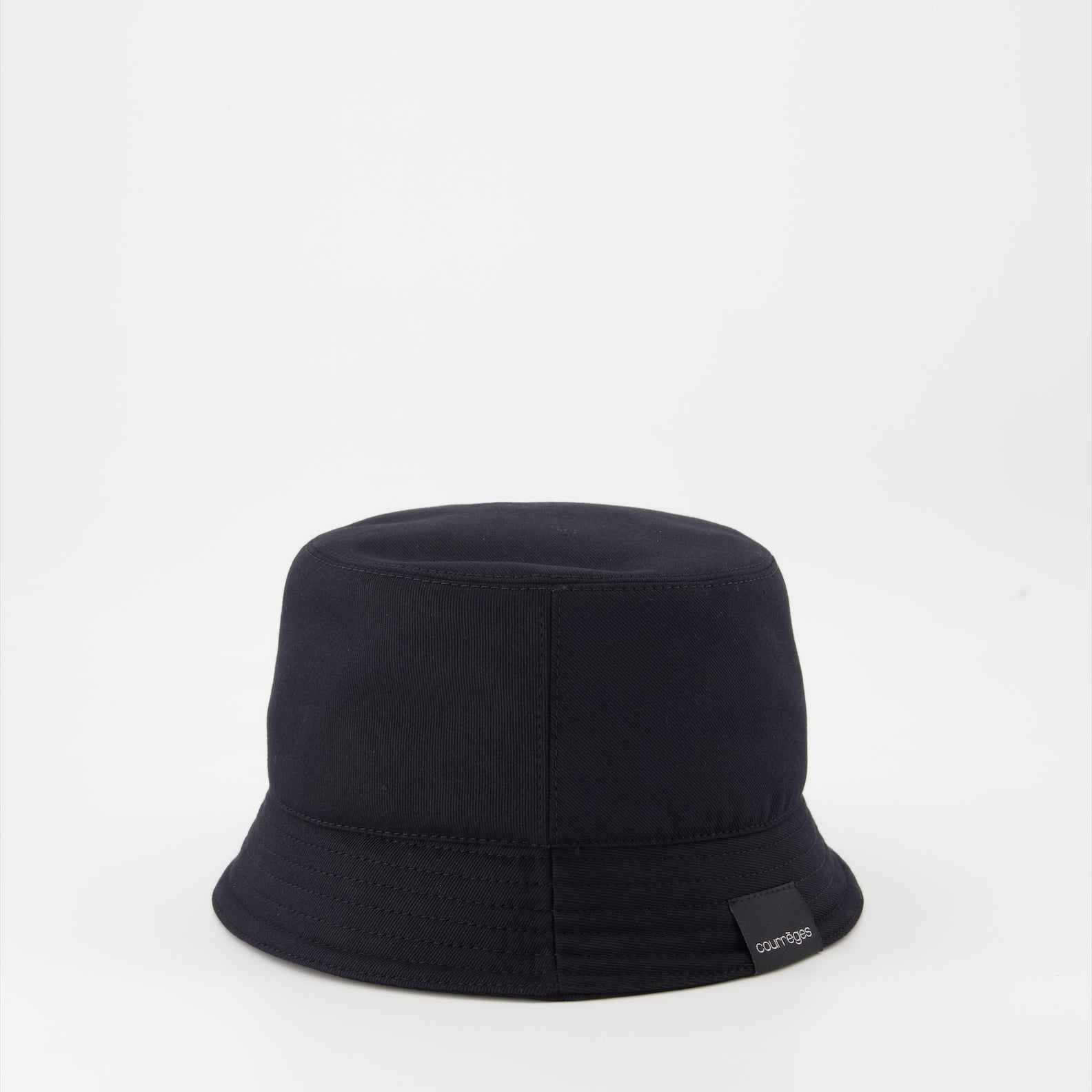 Black bucket hat, Courrèges accessories, luxury bucket hat, cotton bucket hat, elegant headwear