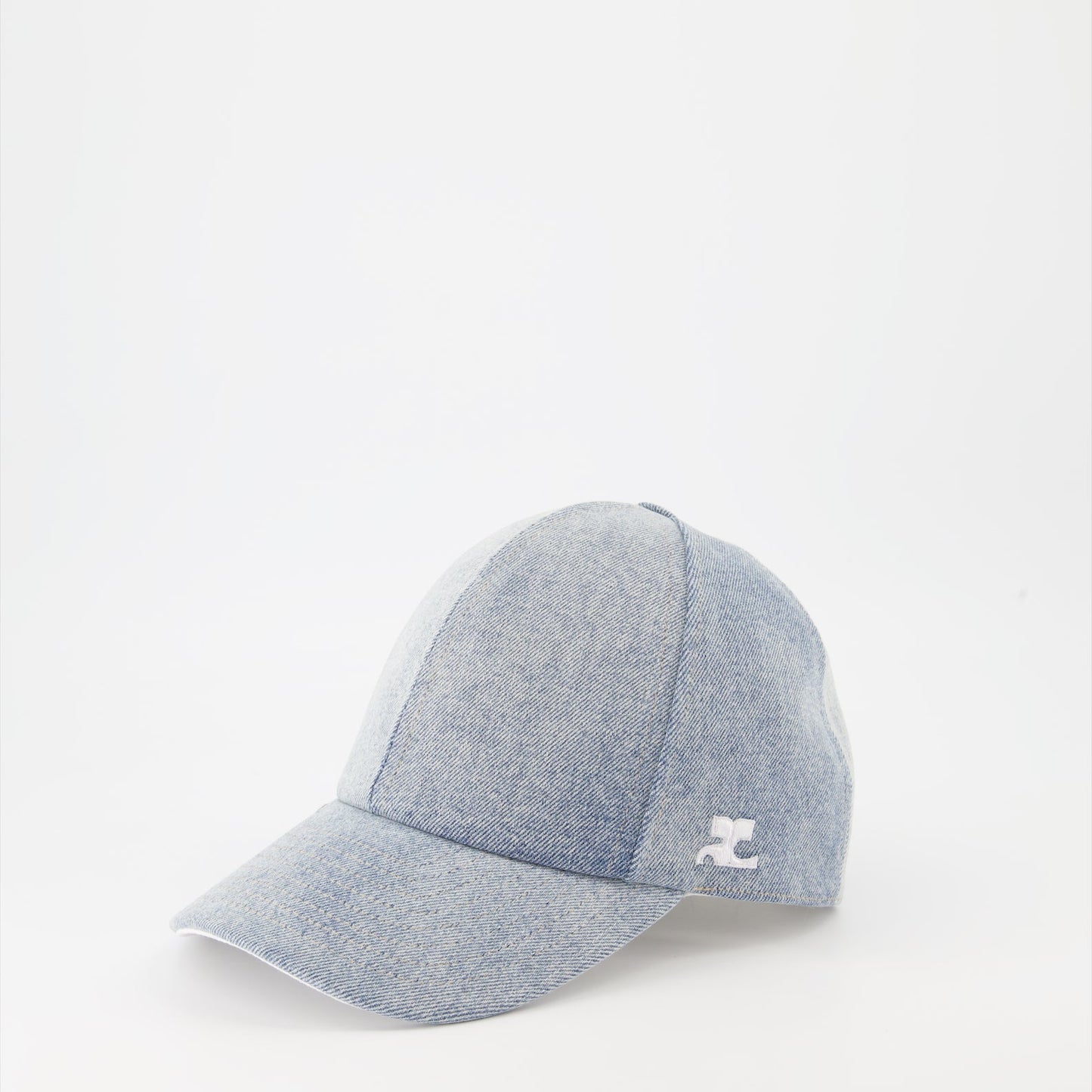 washed denim cap, Courrèges cap, luxury accessories, classic denim hat, high-end fashion cap