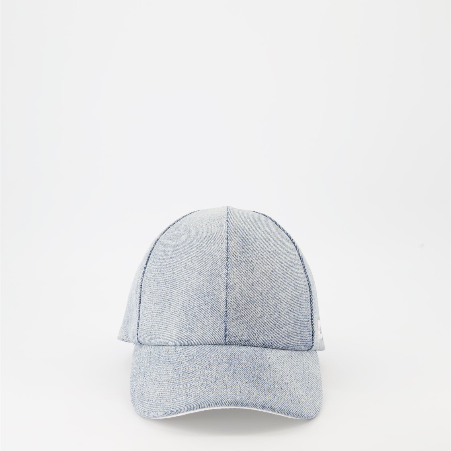 washed denim cap, Courrèges cap, luxury accessories, classic denim hat, high-end fashion cap