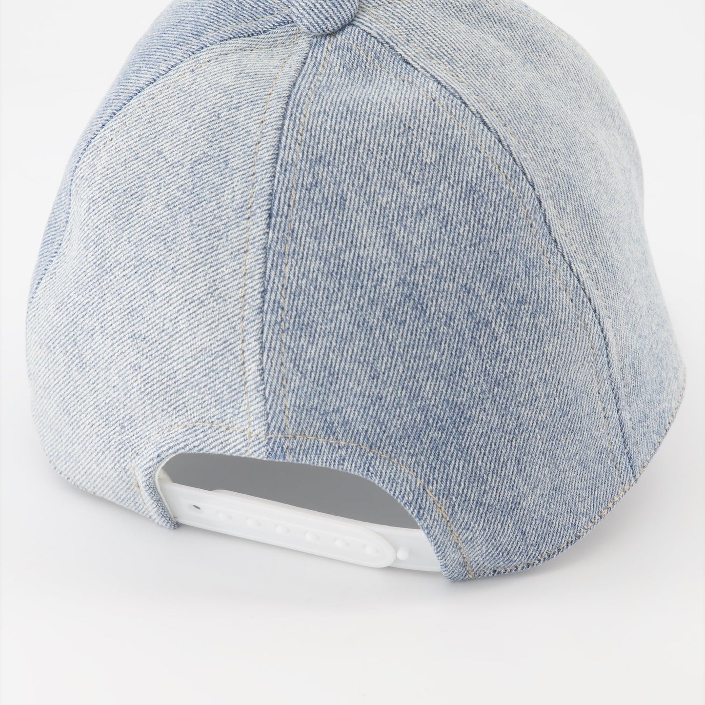 washed denim cap, Courrèges cap, luxury accessories, classic denim hat, high-end fashion cap