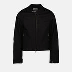 Image of Black Denim Biker Jacket by Courreges for Men - Season Spring-Summer 2024 - Front View